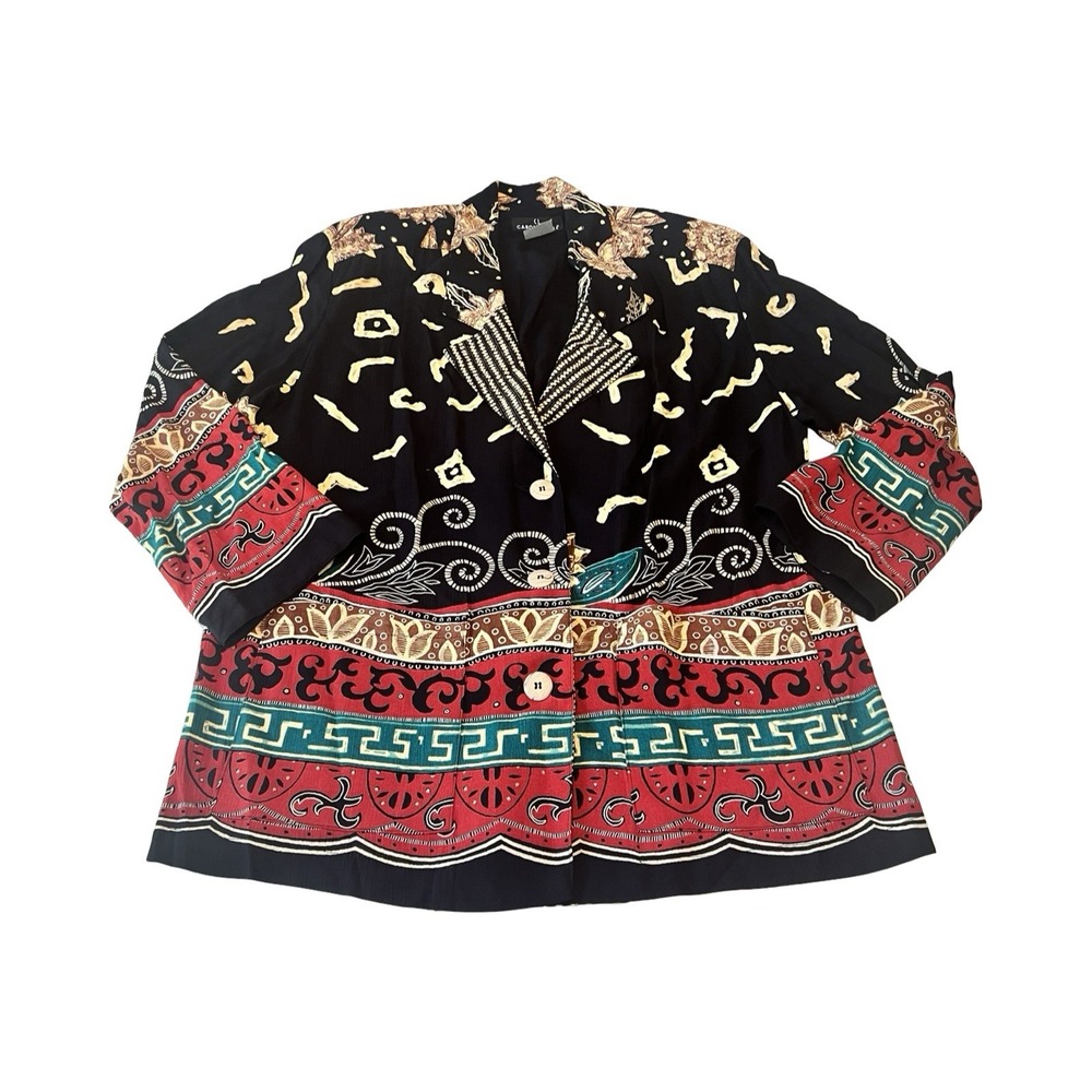 Vtg Carole Little Size 10‎ Art to Wear Blazer Gauze Geometric Multicolor